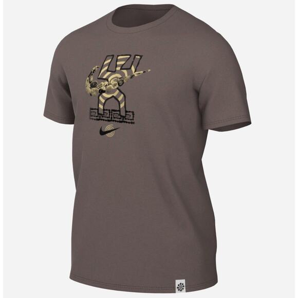 Nike Shirt Mens Large Brown Dri-Fit Training Swoosh Graphic Gym Run Athletic Tee - Picture 1 of 10